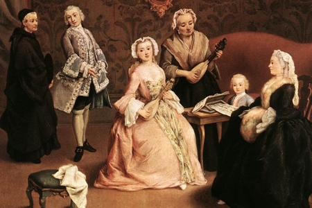 Pietro Longhi, 1746, Kleidung zur Zeit des Rokoko